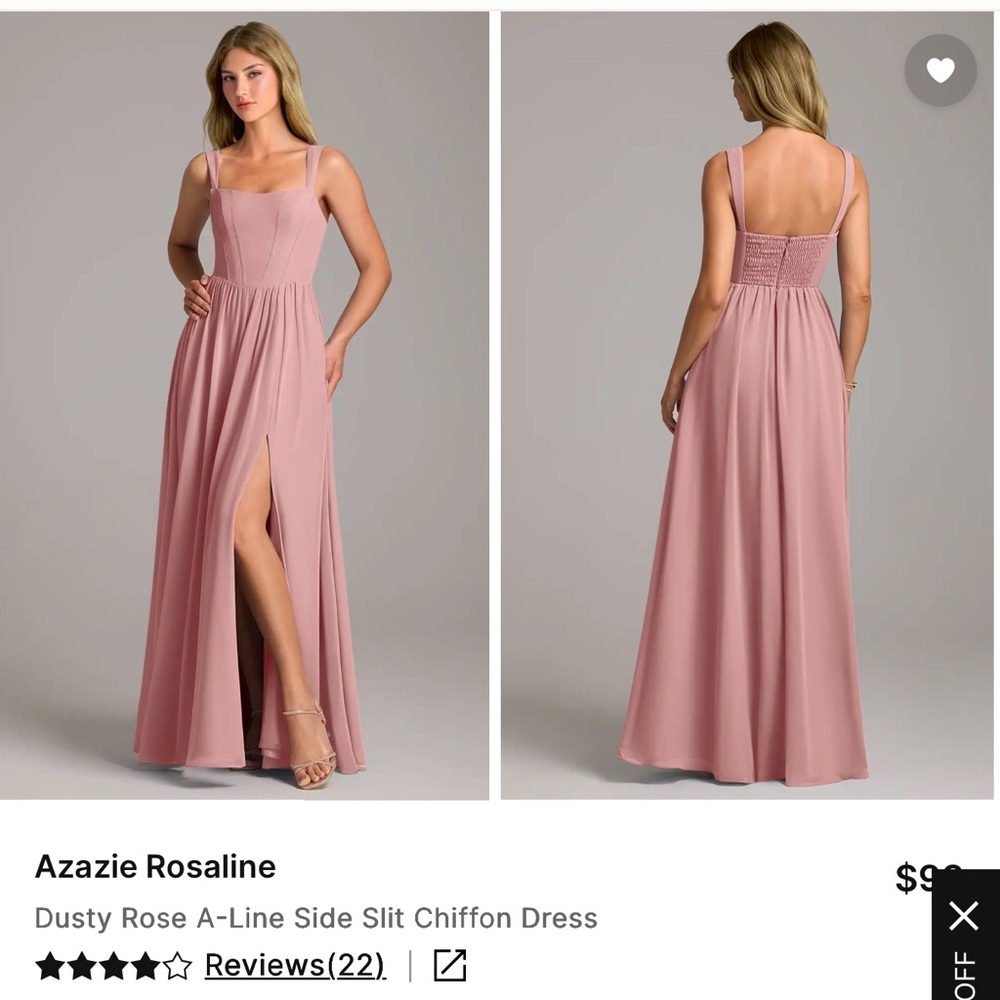 Azazie Dusty Rose Rosaline A-Line Chiffon Dress with Side Slit